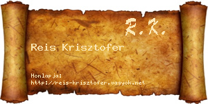 Reis Krisztofer névjegykártya